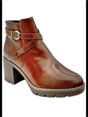 Naturalizer Madalynn Buckle Lug Bootie NIB Sz 9W Ret $80  Cinnamon